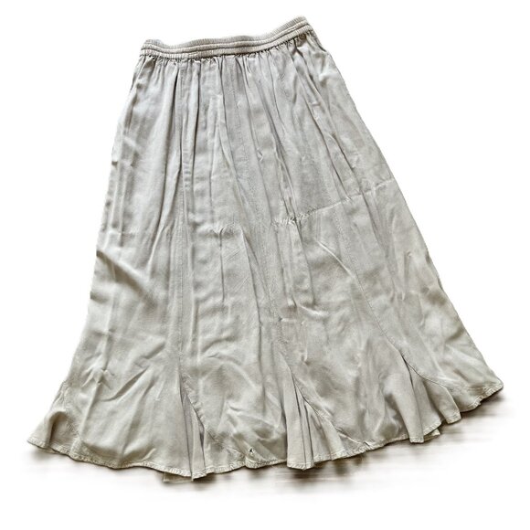 Easy Wear by Empress Maxi Skirt 2pc Set w/Bell Sleeve Blouse Embroidered Beige - Picture 7 of 13